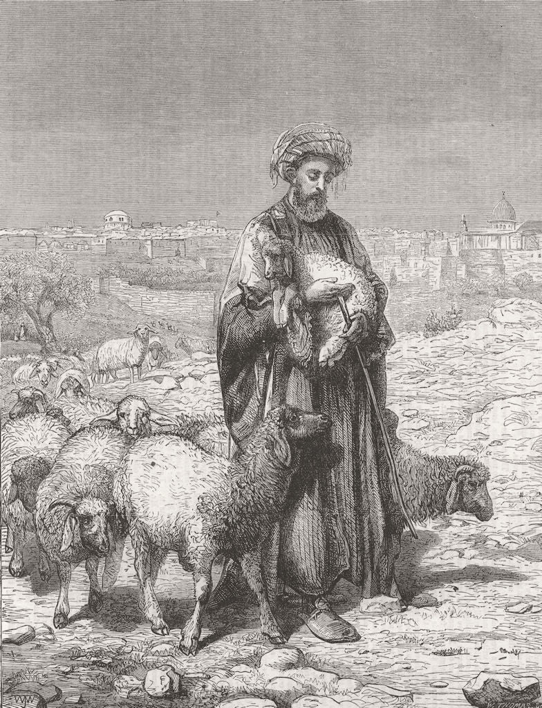 ISRAEL. The Shepherd of Jerusalem 1863 old antique vintage print picture